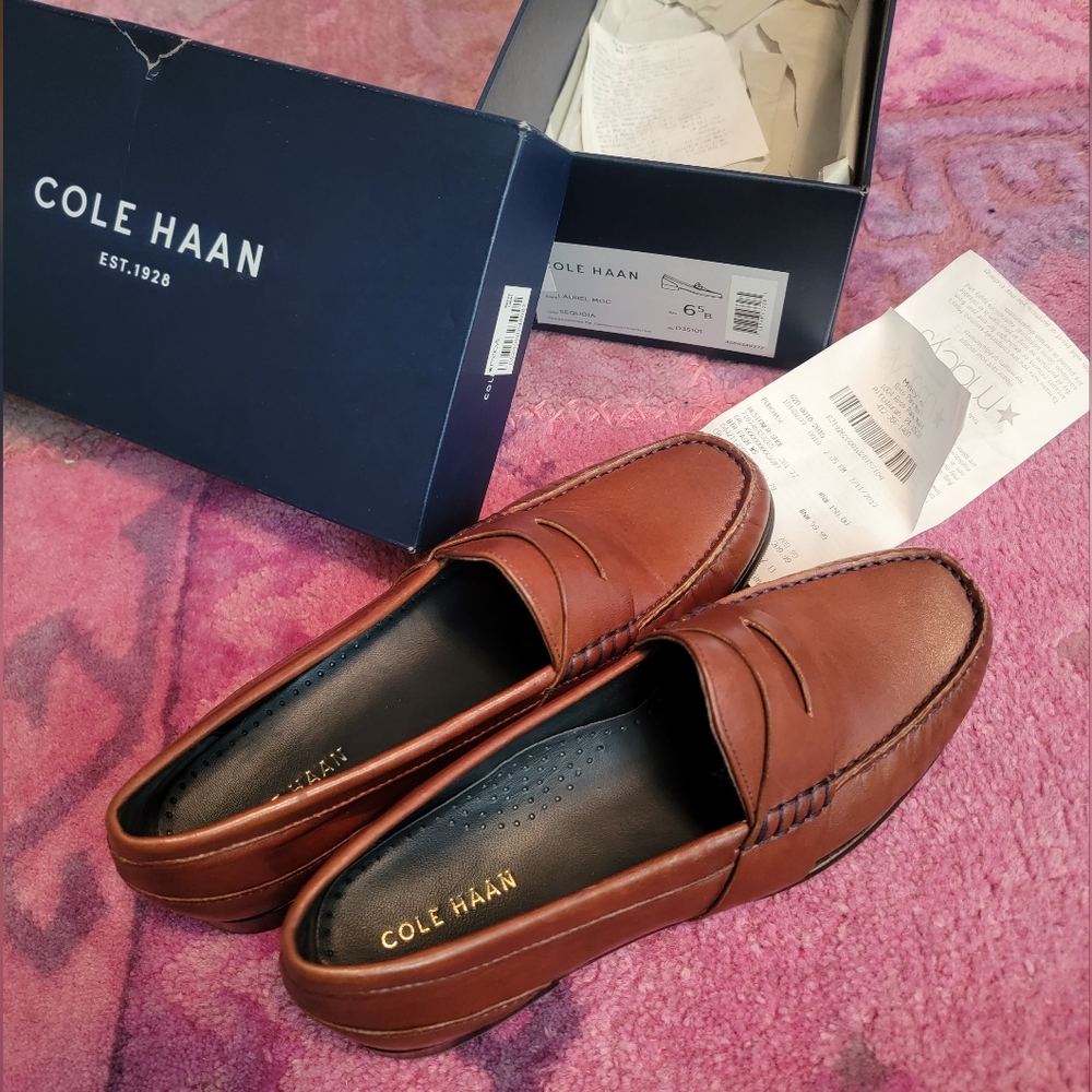 Cole Haan, brown loafers, never worn, size 6.5